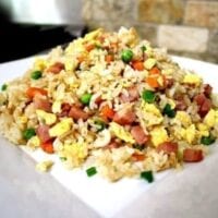 Plate of Chinese banquet fried rice