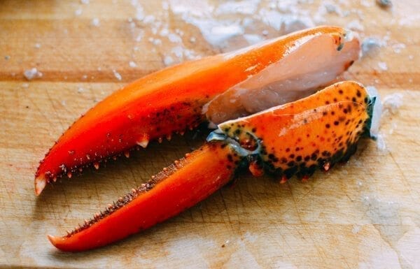lobster claw split in half lengthwise