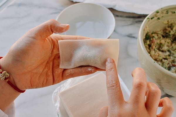 Dabbing corner of wonton wrapper with water, cwww5.fioekdjsdas.cf