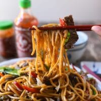 Picking up beef lo mein with chopsticks, cwww5.fioekdjsdas.cf