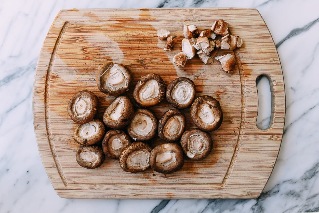 Shiitake mushrooms with stems removed