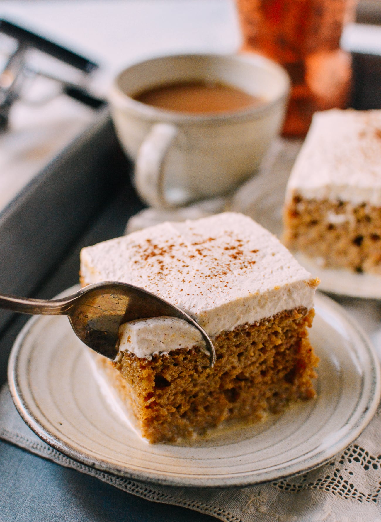 Pumpkin Tres Leches Cake with Spiced Cream