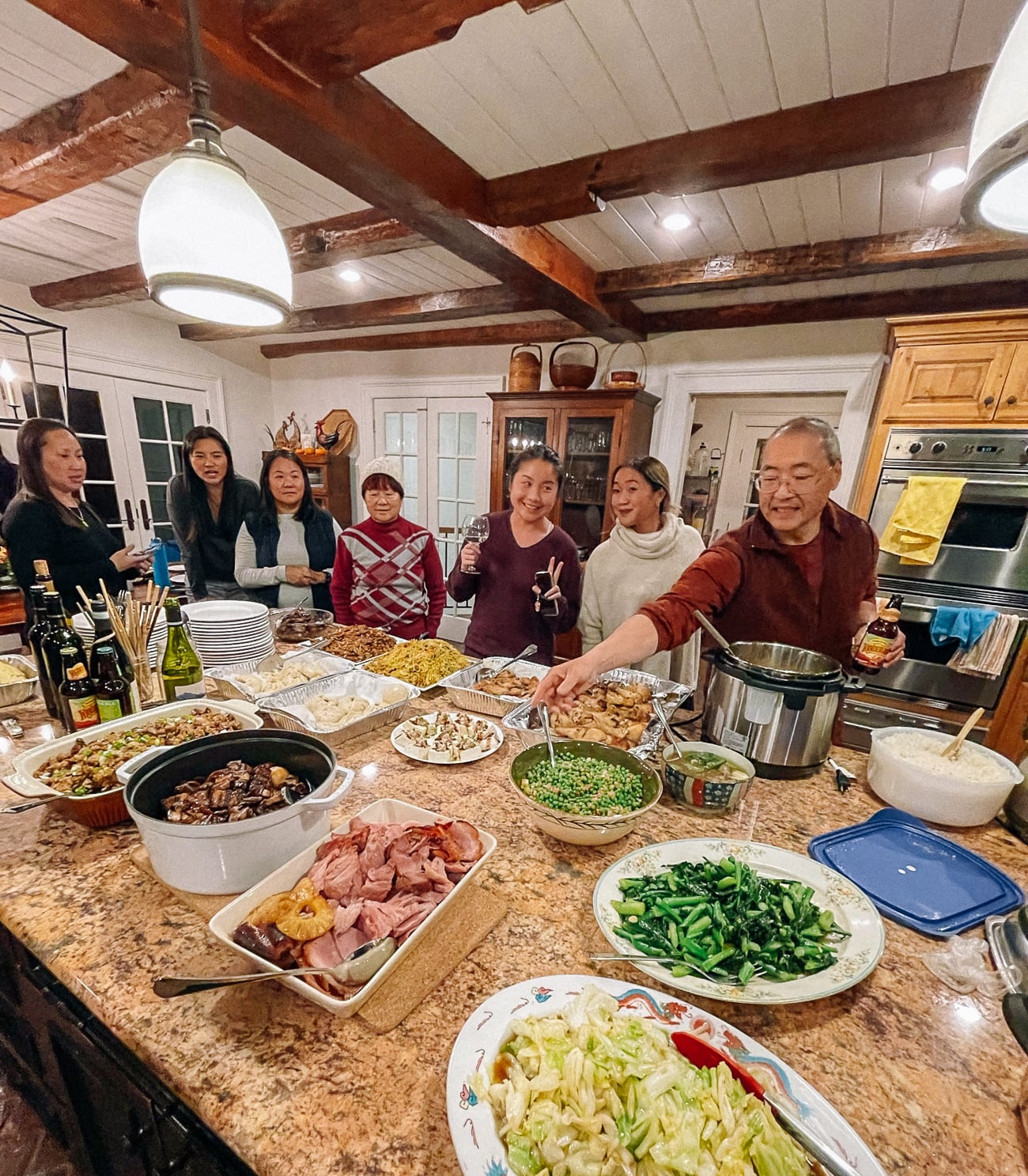 Getting buffet ready for Woks of Life family gathering 