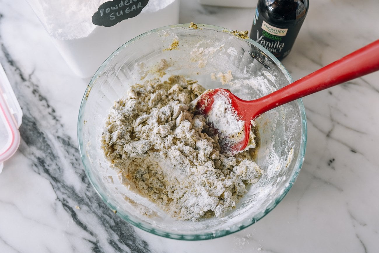 mixing butter and dry ingredients