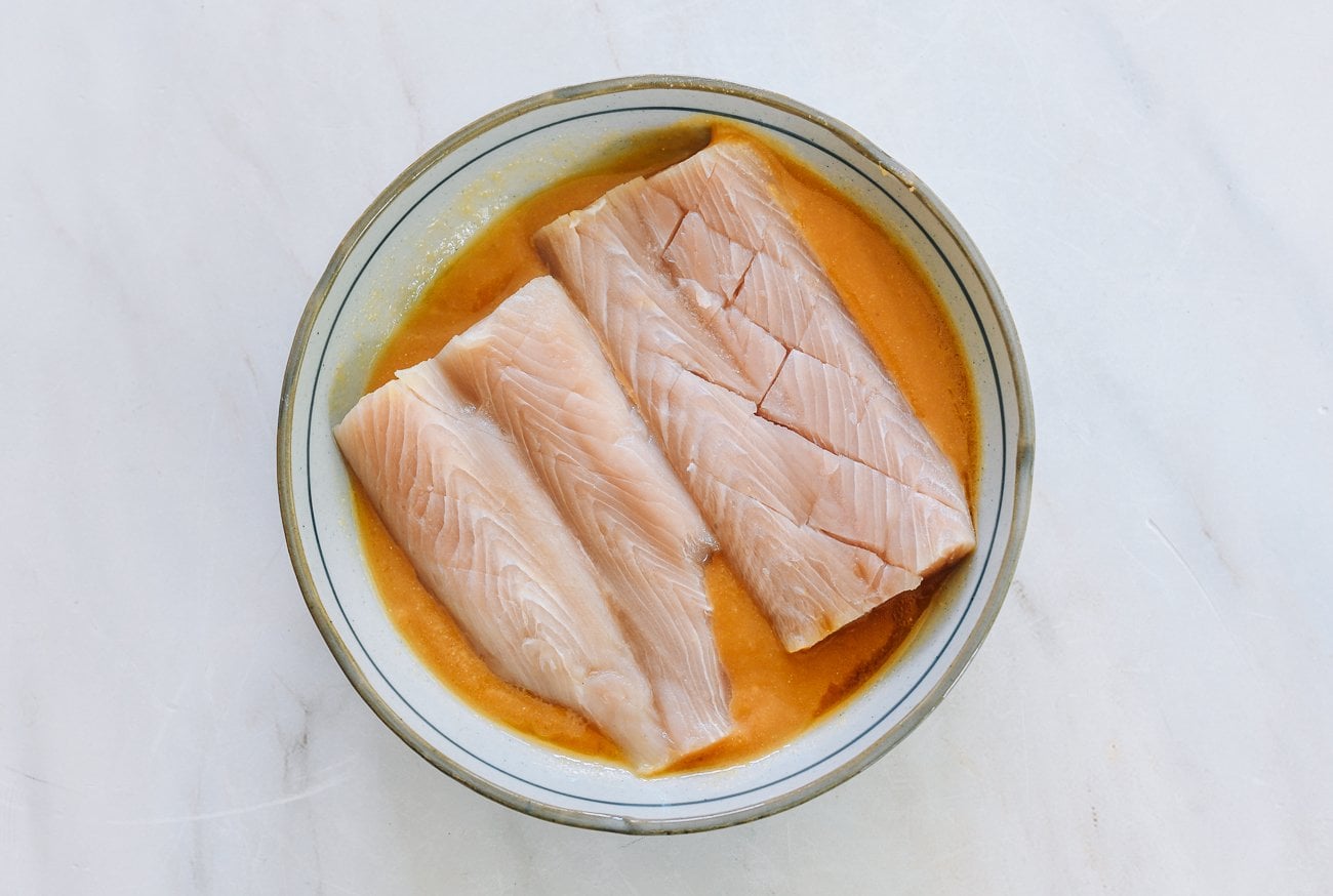 mahi mahi filets in miso marinade