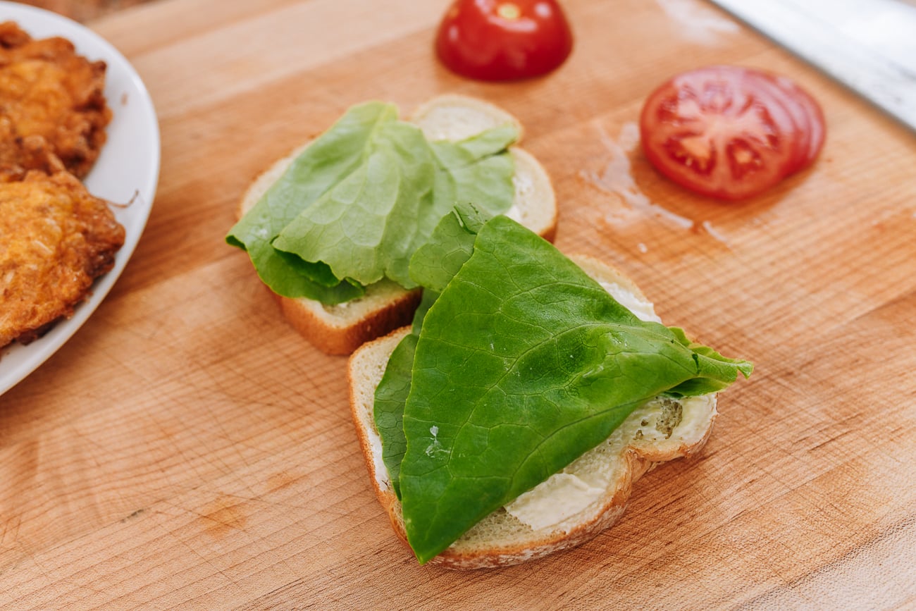 lettuce on bread with mayo